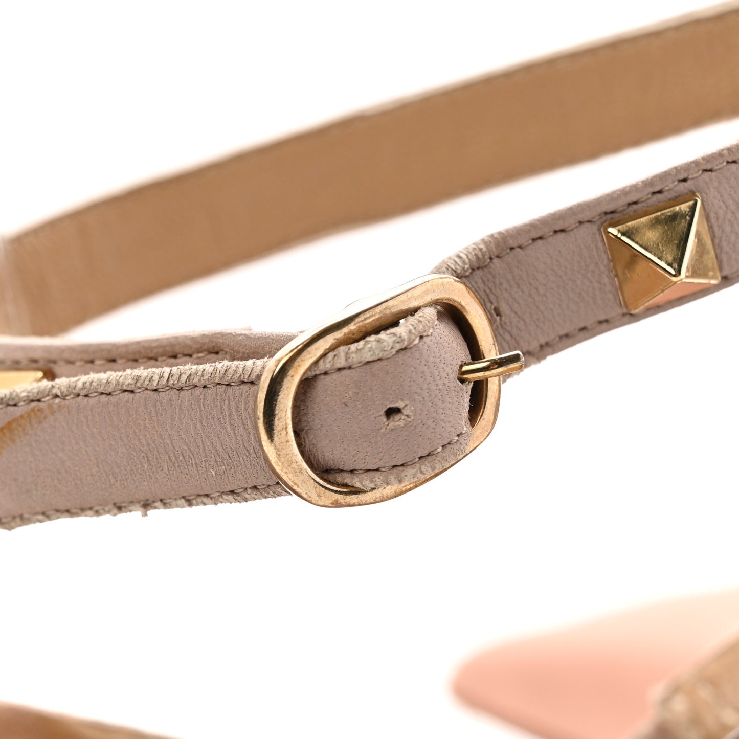 Calfskin Nappa Rockstud Cage Ballerina Flats 38 Grey Pink Poudre