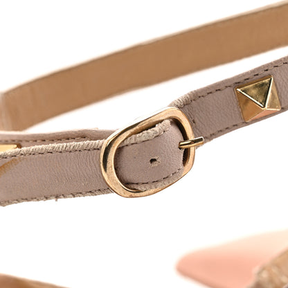 Valentino Garavani Calfskin Nappa Rockstud Cage Ballerina Flats 38 Grey Pink Poudre 13 of 15