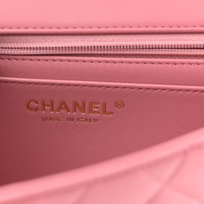 Chanel Lambskin Quilted Mini Top Handle Rectangular Flap Pink 6 of 11