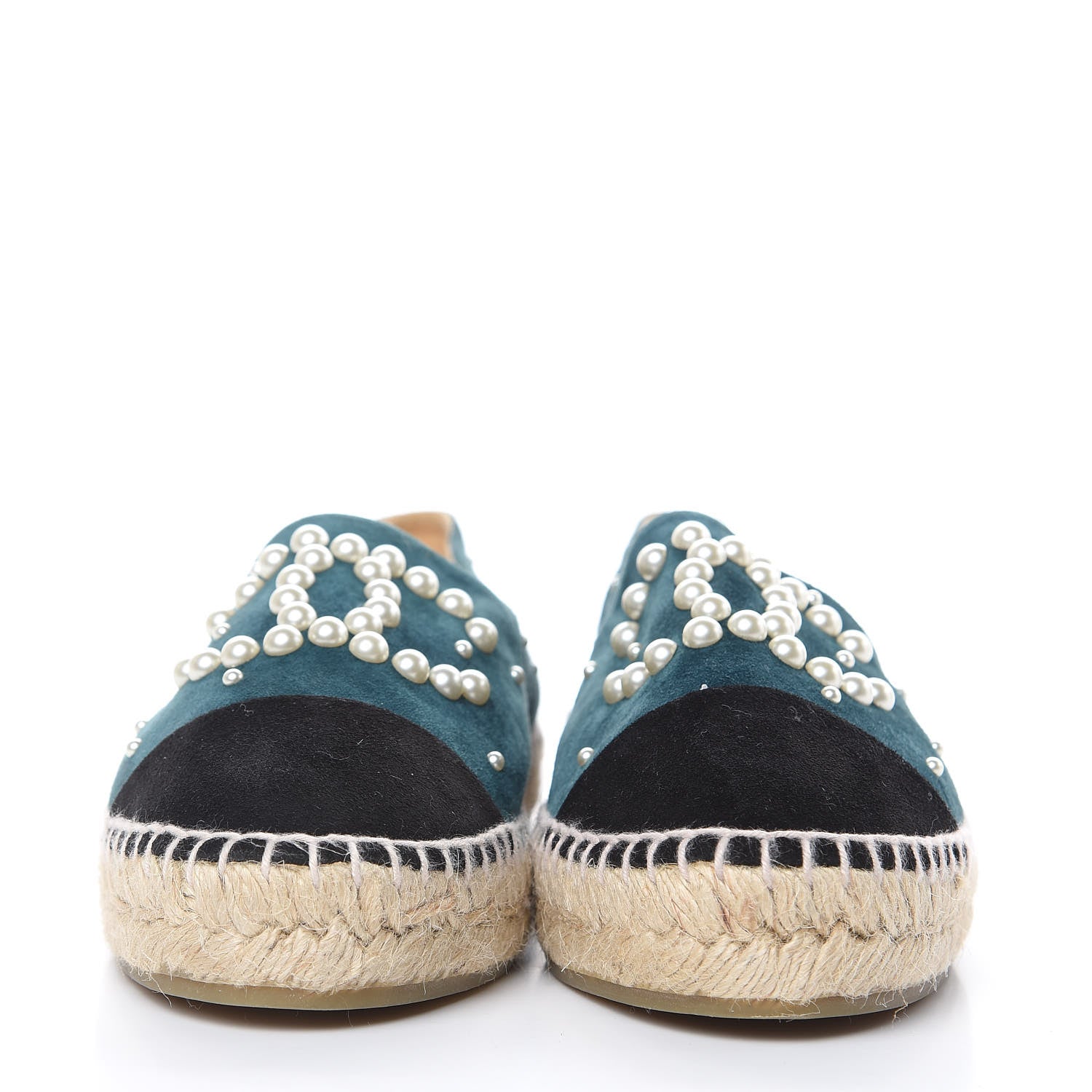 Chanel Suede Pearl CC Espadrilles 39 Teal 2 of 11
