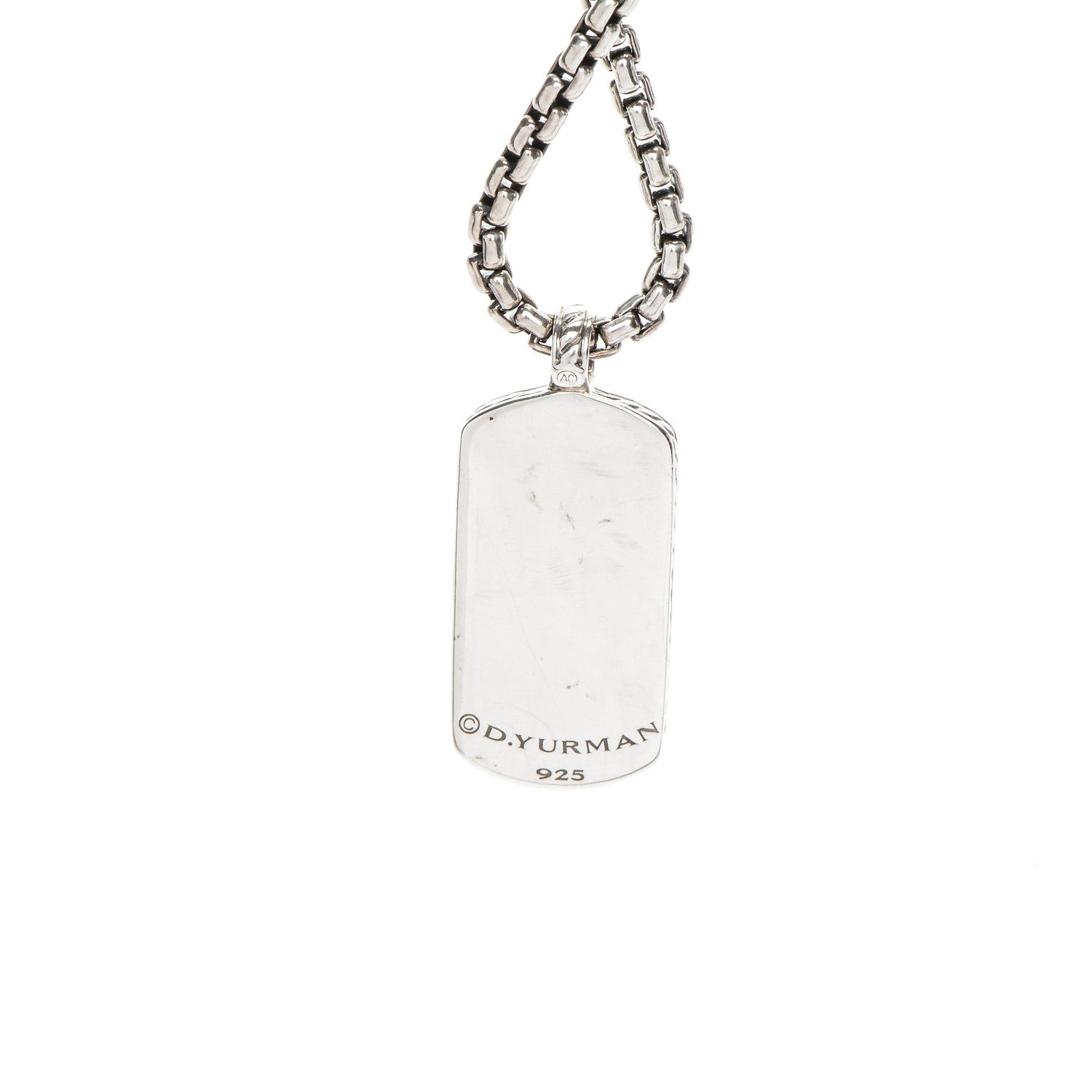 David Yurman Sterling Silver Black Diamond Small Dog Tag Necklace 4 of 6