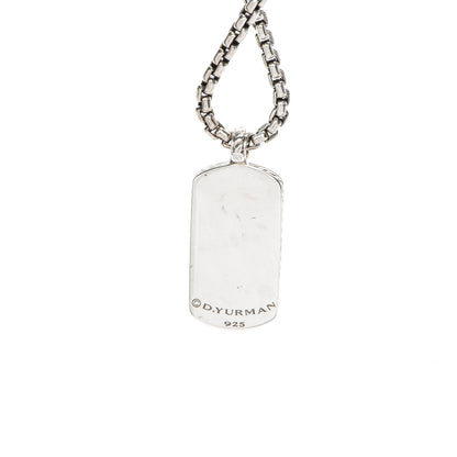 David Yurman Sterling Silver Black Diamond Small Dog Tag Necklace 4 of 6