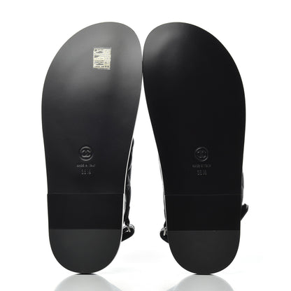 Chanel Lambskin Quilted Velcro Dad Sandals 38.5 Black 5 of 9