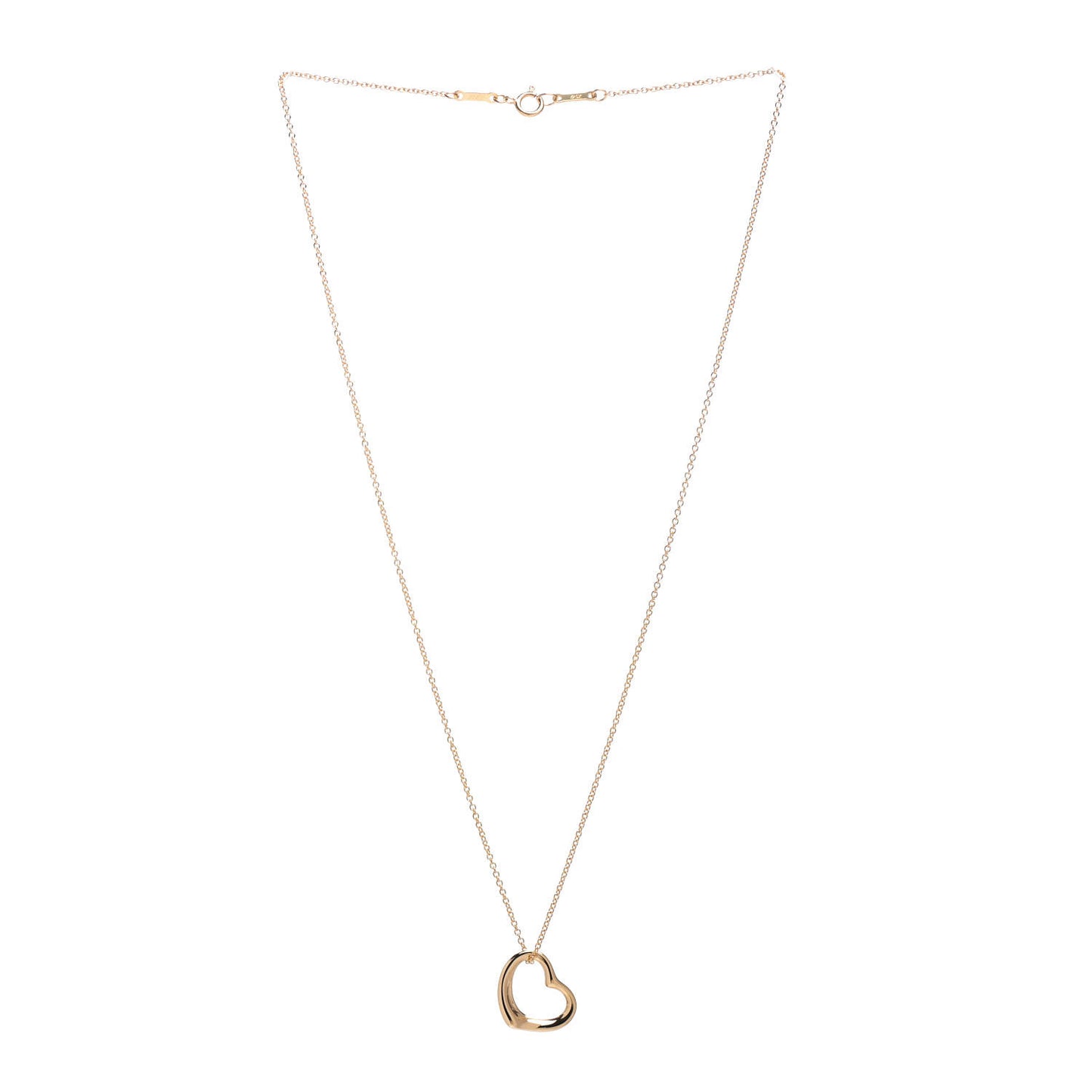 18K Yellow Gold 14mm Elsa Peretti Open Heart Pendant Necklace