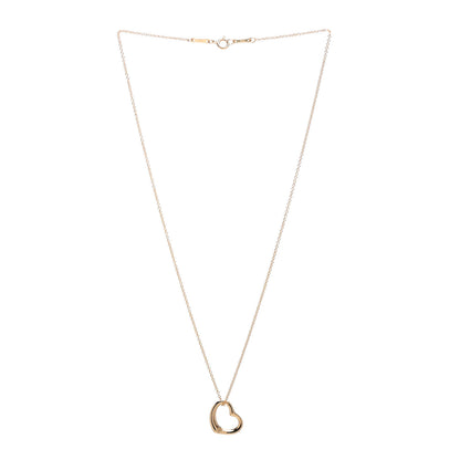 Tiffany 18K Yellow Gold 14mm Elsa Peretti Open Heart Pendant Necklace 3 of 4