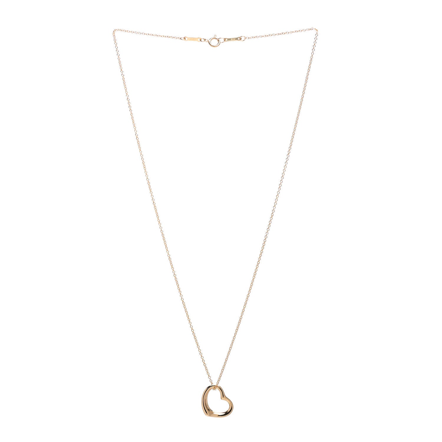 Tiffany 18K Yellow Gold 14mm Elsa Peretti Open Heart Pendant Necklace 3 of 4