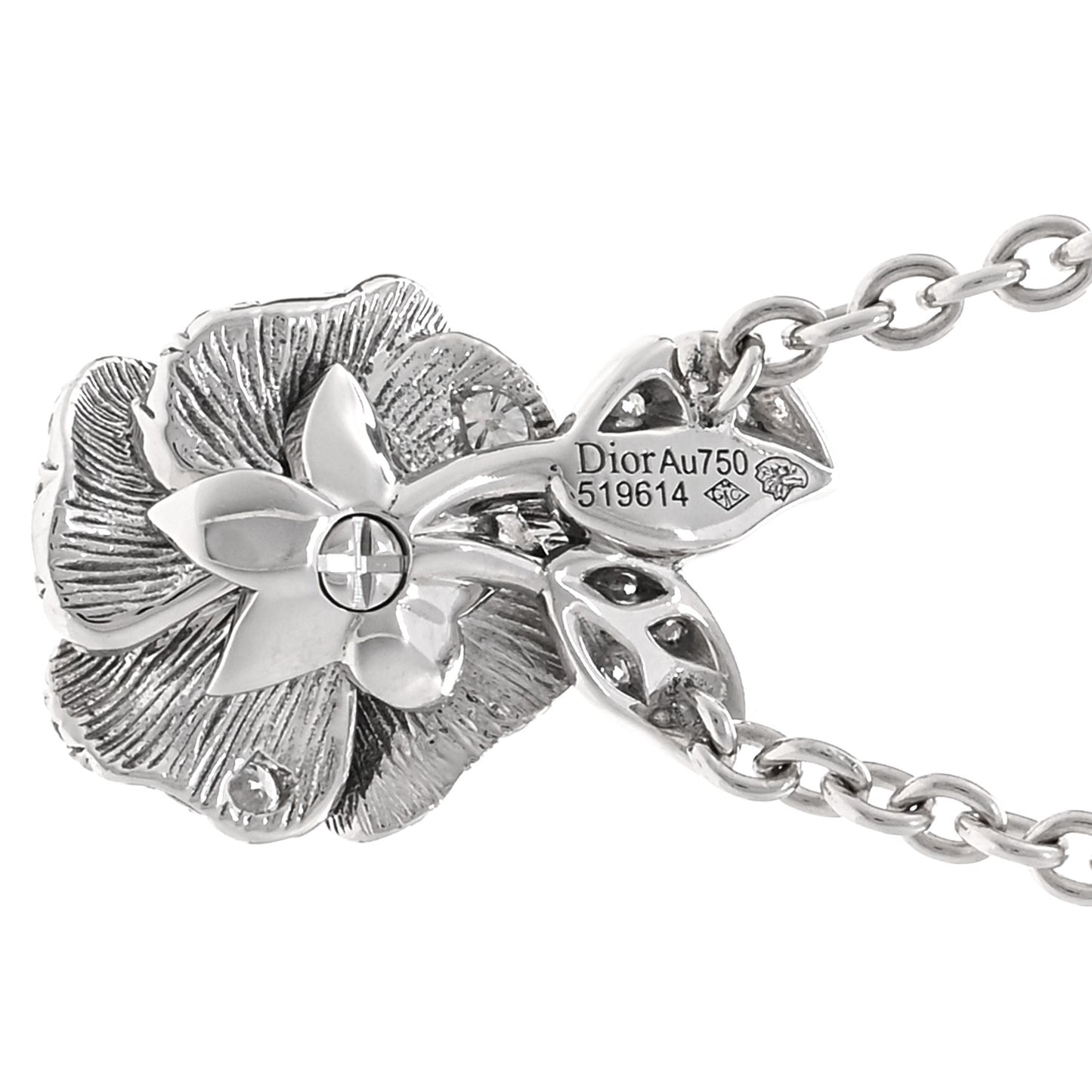CHRISTIAN DIOR 18K White Gold Diamond Small Rose Dior Bagatelle Necklace