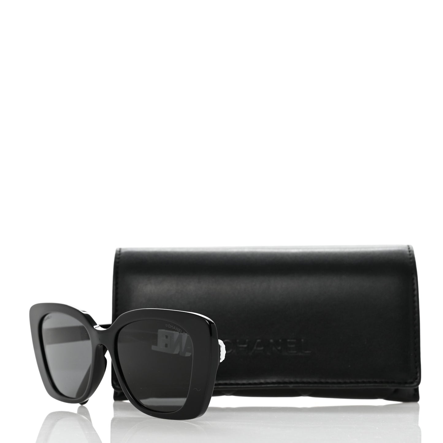 Acetate Strass Square Sunglasses 5422-B-A Black White