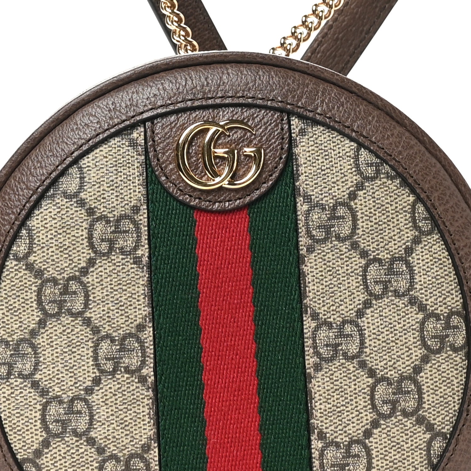 Gucci GG Supreme Monogram Web Mini Ophidia Round Backpack Brown 7 of 10