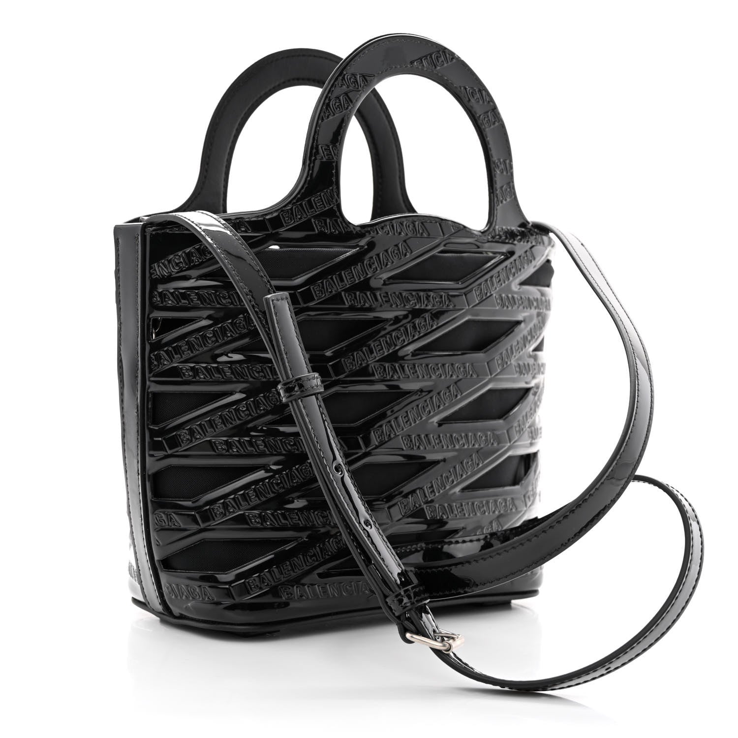 Balenciaga Patent Calfskin Small Neo Basket Tote Black 6 of 13