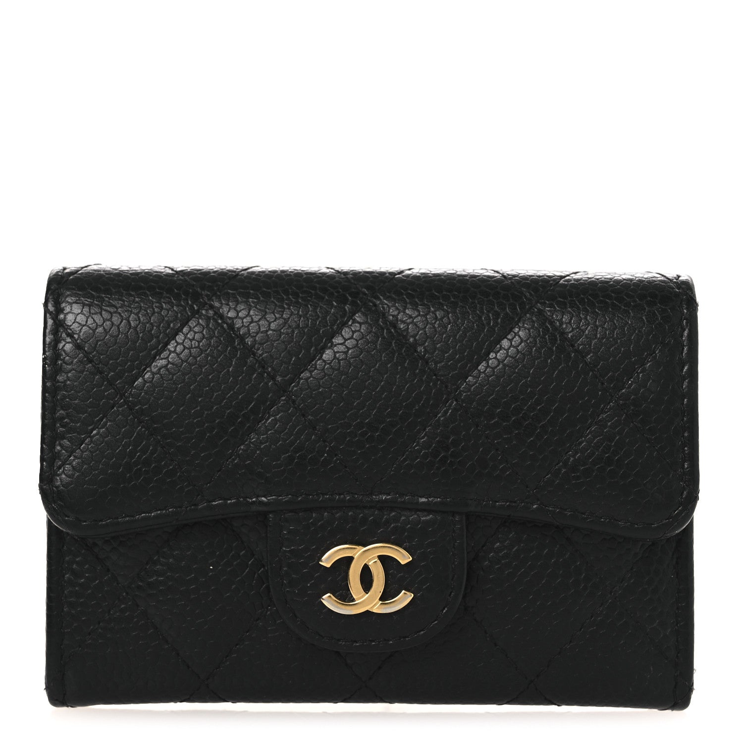 Chanel Caviar Quilted Flap Card Holder Wallet Black 1 of 11
