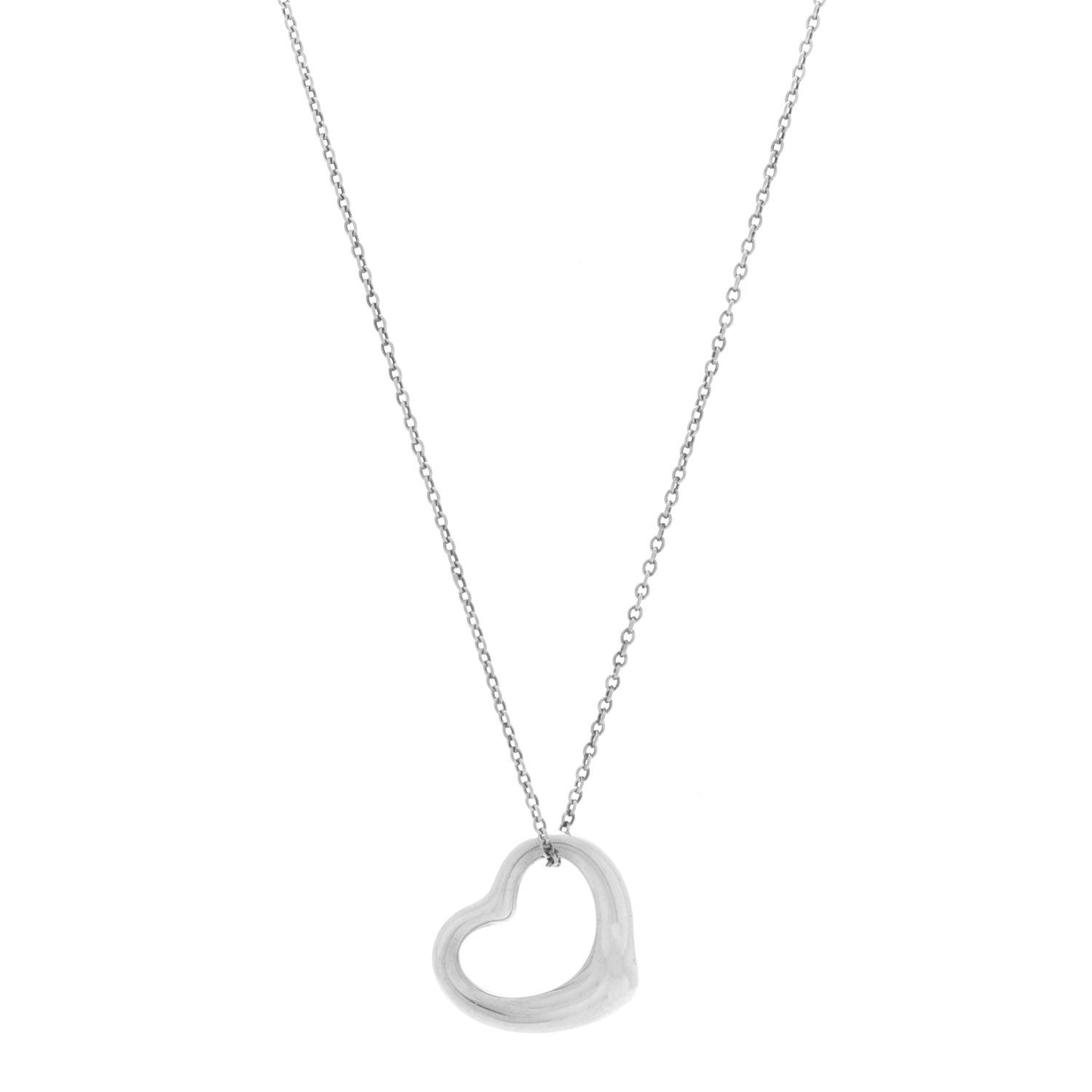 Sterling Silver 22mm Elsa Peretti Open Heart Pendant Necklace