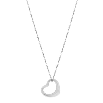 Tiffany Sterling Silver 22mm Elsa Peretti Open Heart Pendant Necklace 1 of 7
