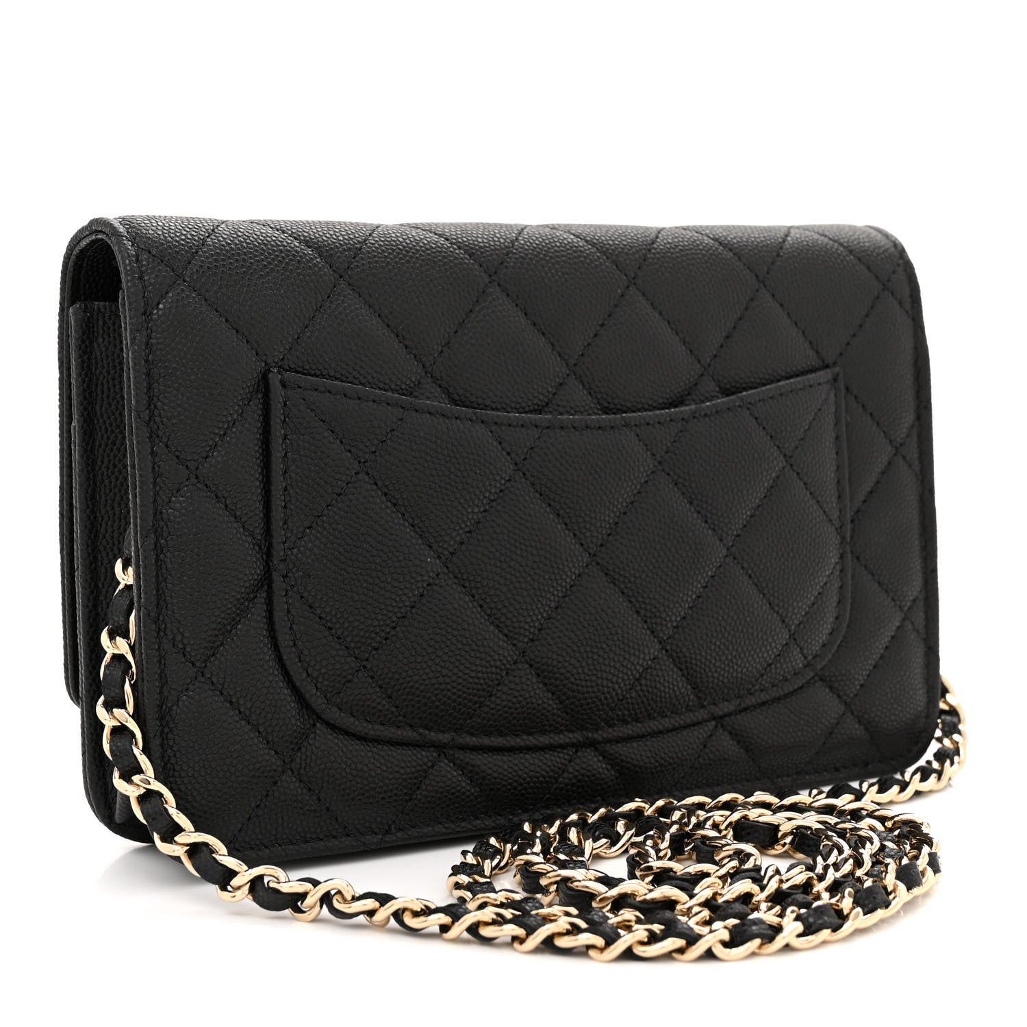 Chanel Caviar Quilted Studded CC Wallet on Chain WOC Black 3 of 11