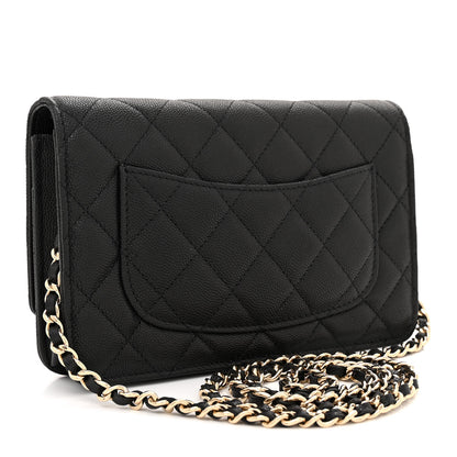 Chanel Caviar Quilted Studded CC Wallet on Chain WOC Black 3 of 11