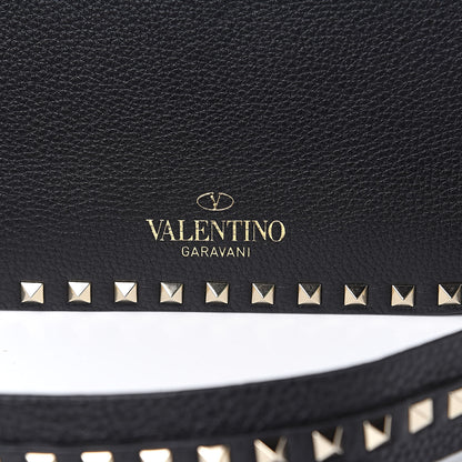 Valentino Garavani Pebbled Calfskin Medium Rockstud Flap Saddle Bag Black 8 of 10