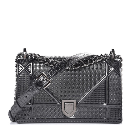 Christian Dior Metallic Patent Micro-Cannage Small Diorama Flap Bag Onyx Black 1 of 6