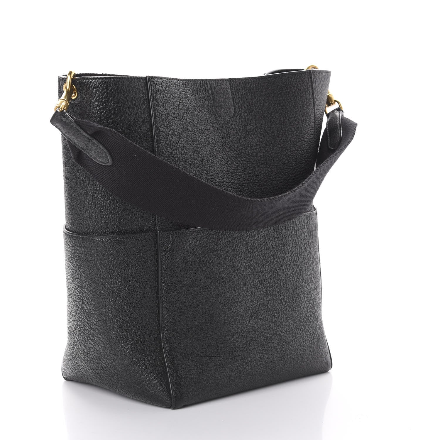 Celine Soft Grained Calfskin Sangle Bucket Bag Black 3 of 10