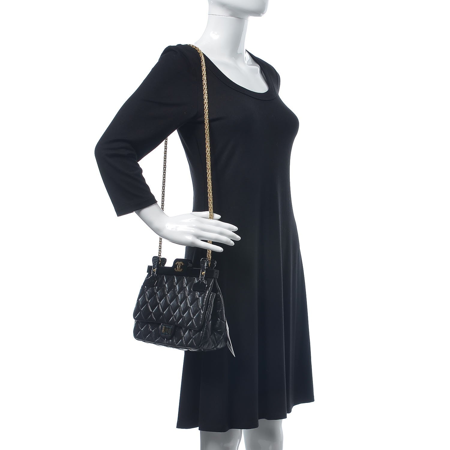 Chanel Aged Calfskin Quilted 2.55 Reissue 225 Hanger Flap Black 2 of 9