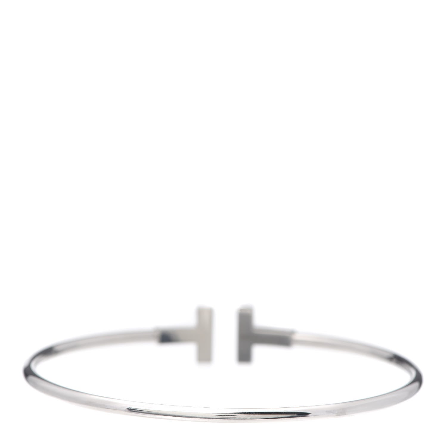 Tiffany 18K White Gold Diamond T Wire Bracelet 3 of 5