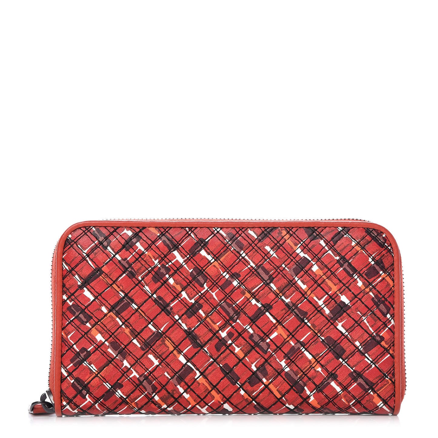 Embroidered Nappa Zip Around Wallet China Red