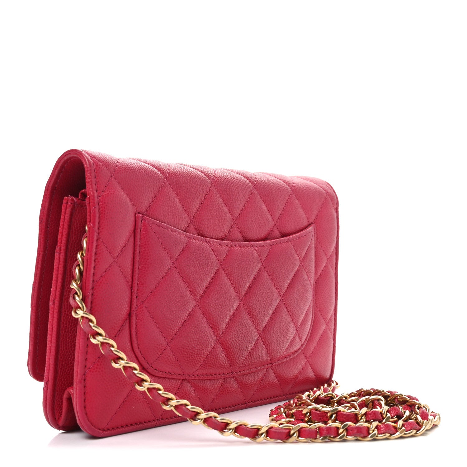 Chanel Caviar Quilted 2.55 Reissue Wallet On Chain WOC Dark Pink 3 of 11