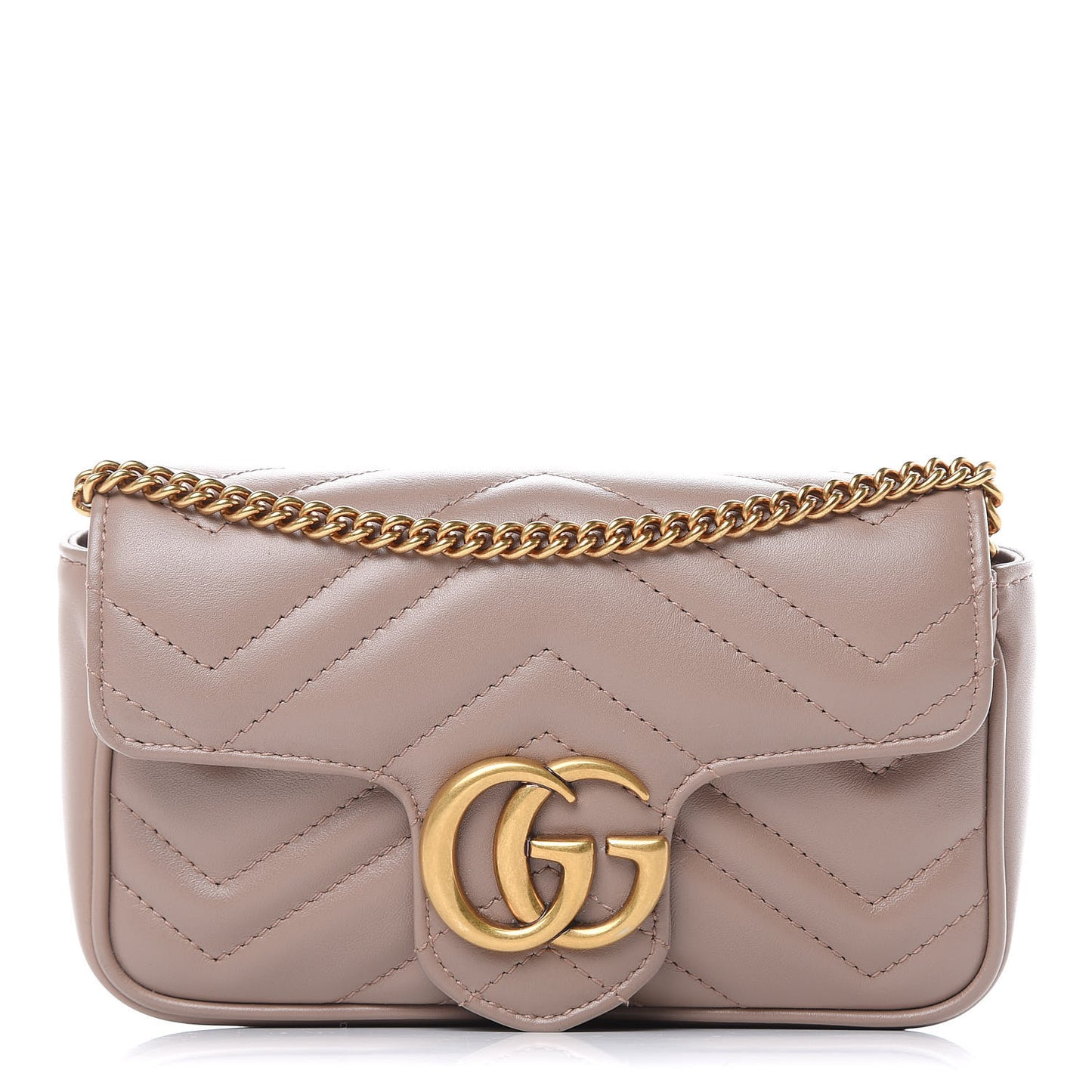 Calfskin Matelasse Super Mini GG Marmont Shoulder Bag Porcelain Rose