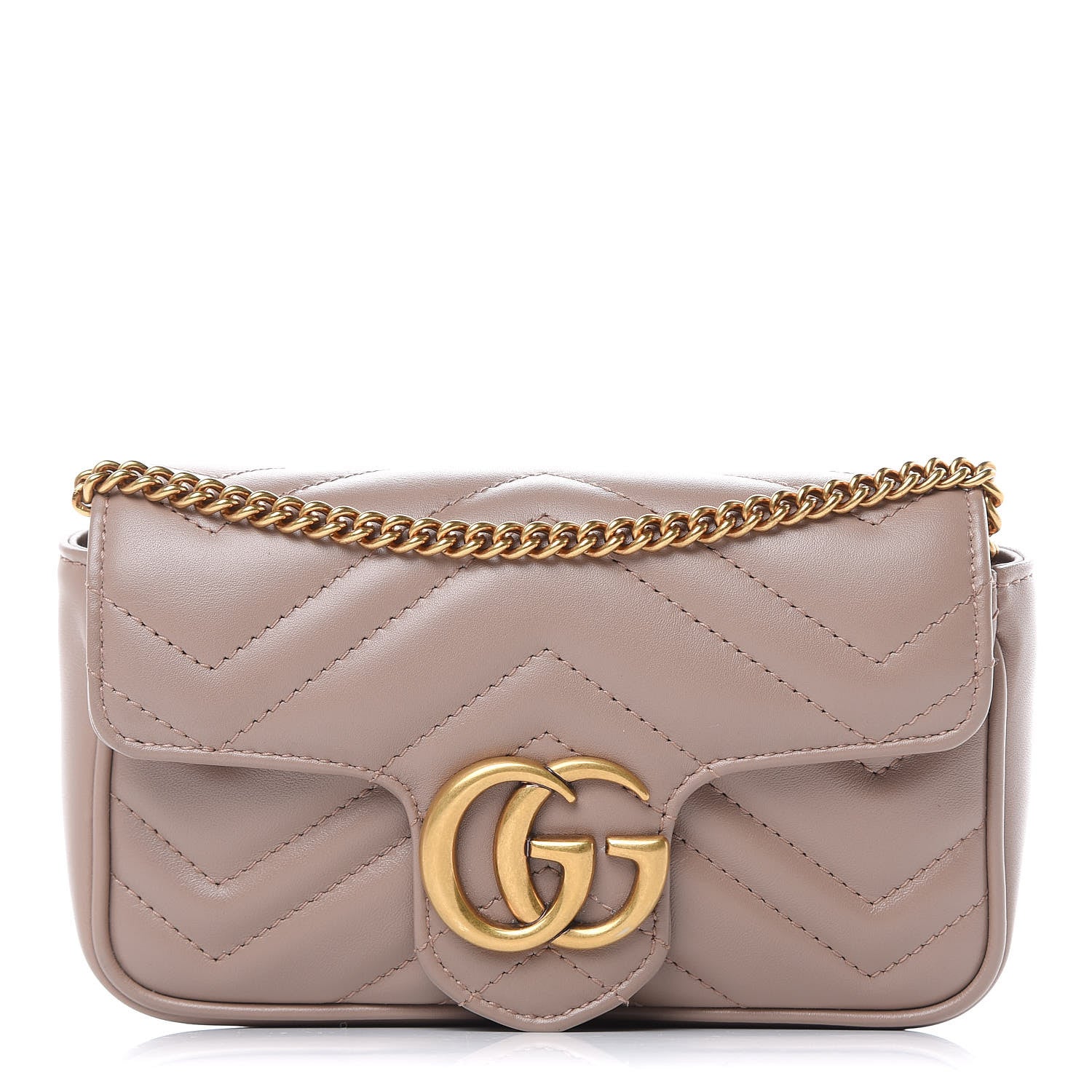 Gucci Calfskin Matelasse Super Mini GG Marmont Shoulder Bag Porcelain Rose 1 of 10
