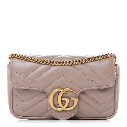 Gucci Calfskin Matelasse Super Mini GG Marmont Shoulder Bag Porcelain Rose 1 of 10