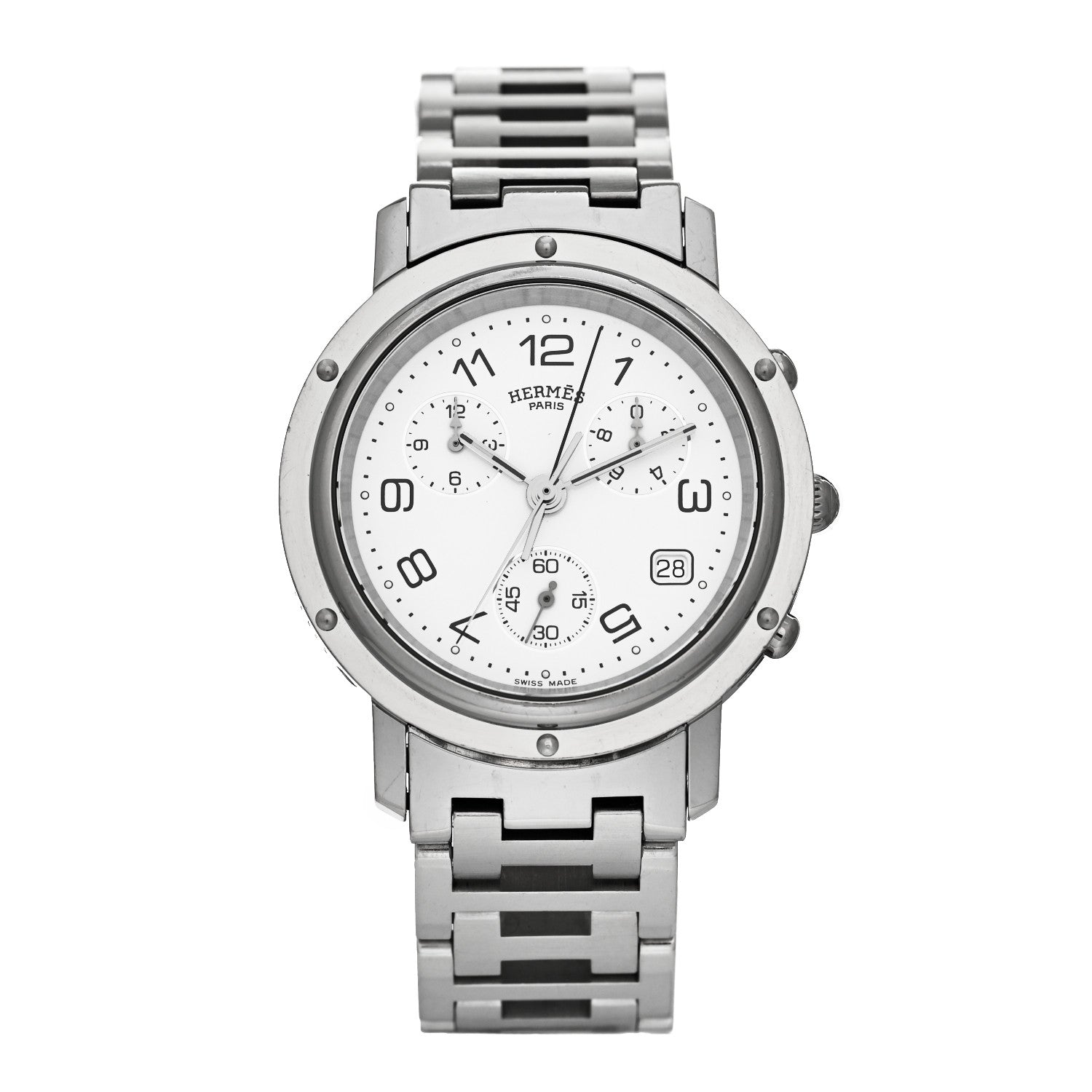 Hermes Stainless Steel 38mm Clipper Chronograph Quartz Watch 1 of 5