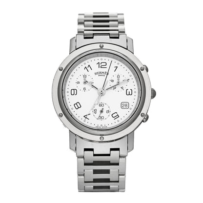 Hermes Stainless Steel 38mm Clipper Chronograph Quartz Watch 1 of 5
