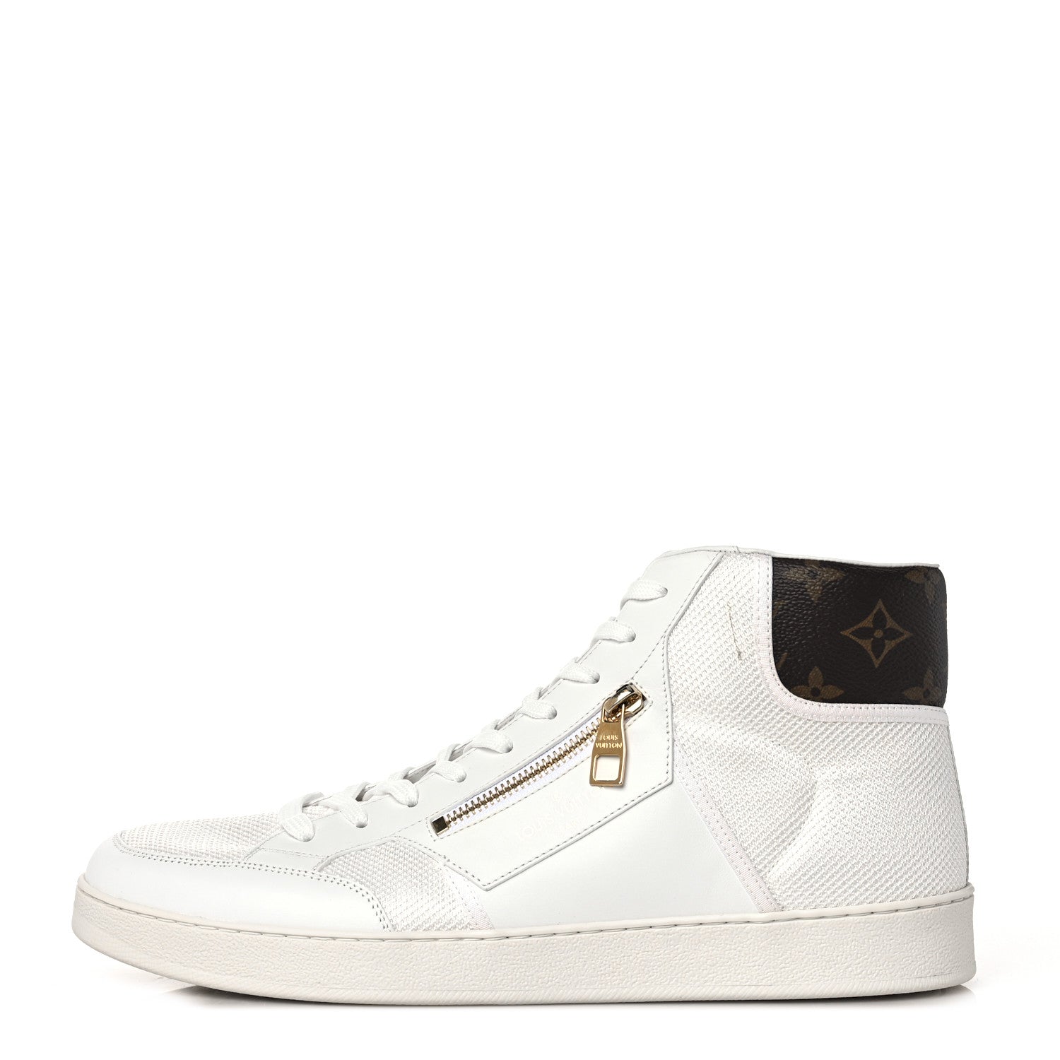 Louis Vuitton Monogram Calfskin Rivoli High Top Sneakers 10 White 1 of 8