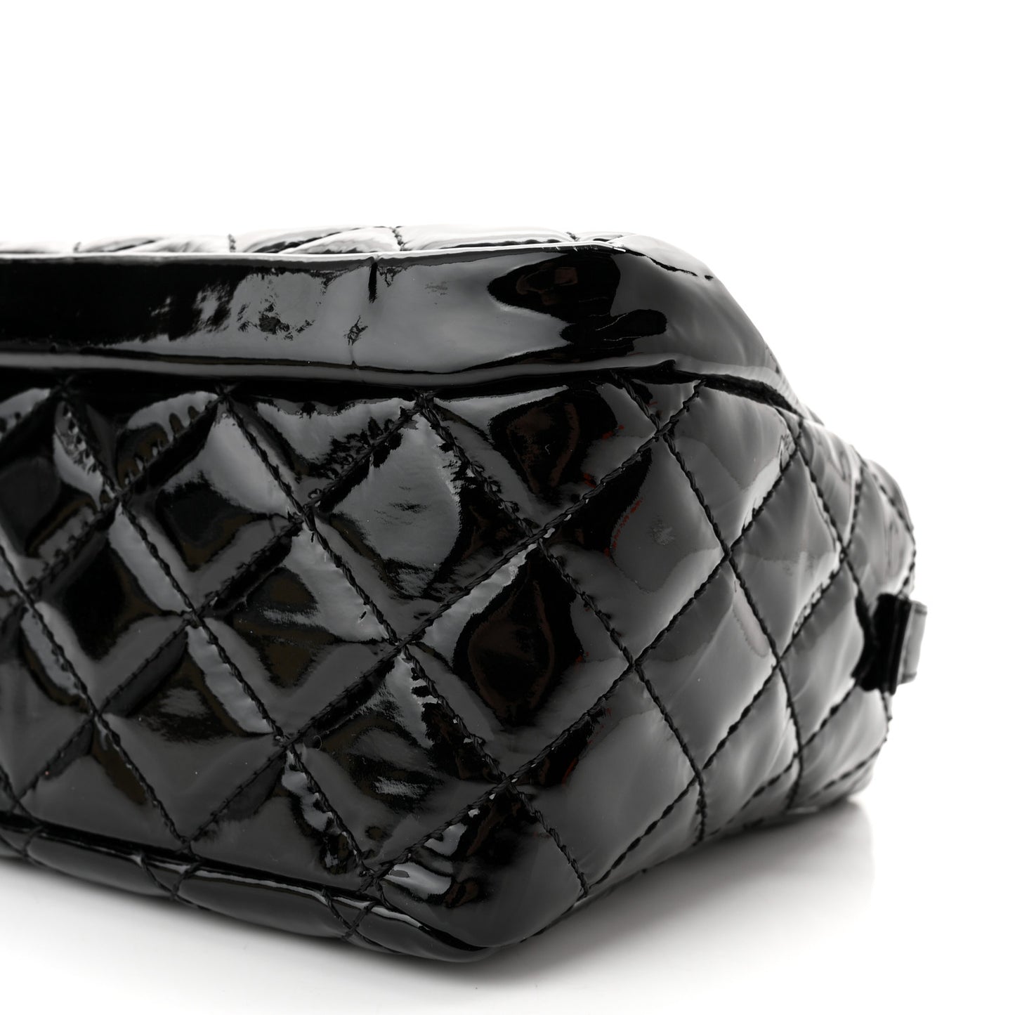 Patent Quilted Bowler Bag Black