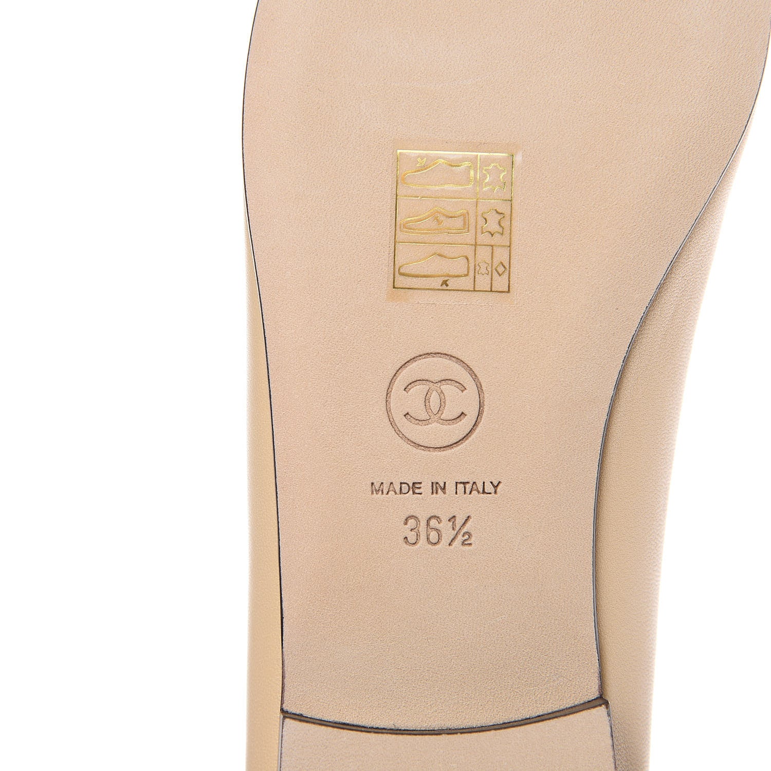 Chanel Lambskin Cap Toe CC Ballerina Flats 36.5 Beige Black 6 of 9