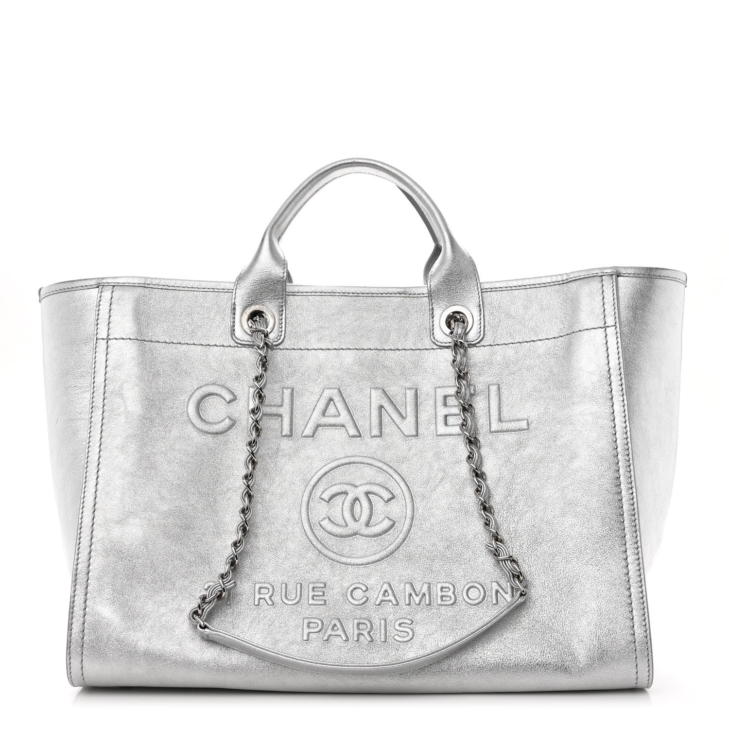 Chanel Metallic Calfskin Medium Deauville Tote Silver 1 of 10