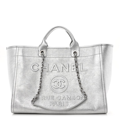 Chanel Metallic Calfskin Medium Deauville Tote Silver 1 of 10
