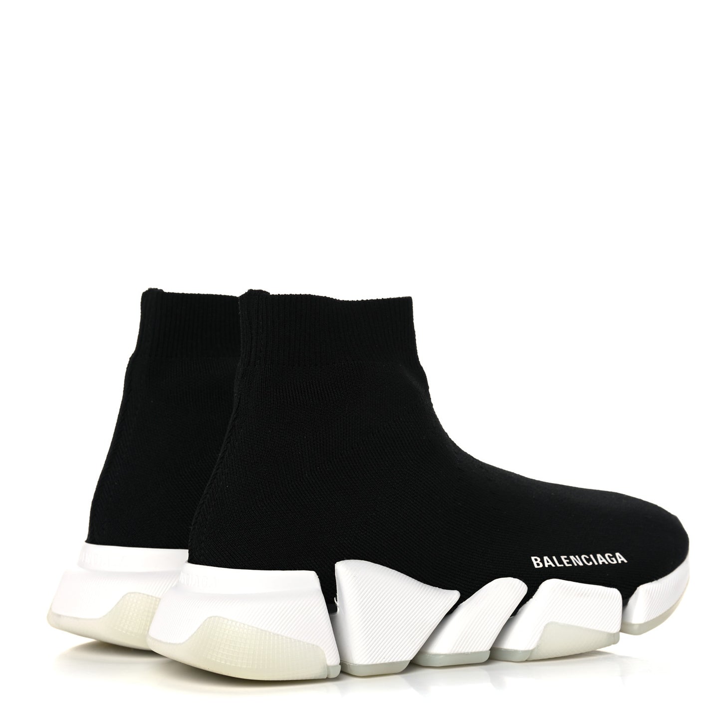Technical 3D Recycled Knit Bi-Color Womens Speed 2.0 Transparent Sole Sneakers 36 Black White