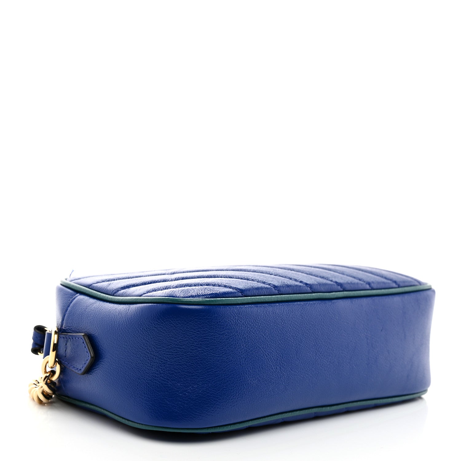 Gucci Azalea Calfskin Enamel Matelasse Diagonal Small Torchon GG Marmont Chain Shoulder Bag Imperial Blue Pavone 4 of 10