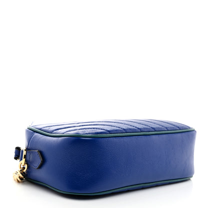 Gucci Azalea Calfskin Enamel Matelasse Diagonal Small Torchon GG Marmont Chain Shoulder Bag Imperial Blue Pavone 4 of 10