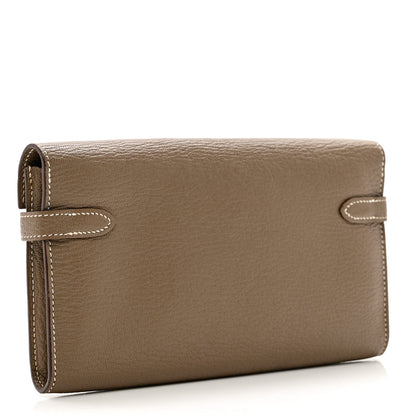 Hermes Chevre Mysore Kelly Longue Wallet Etoupe 3 of 7