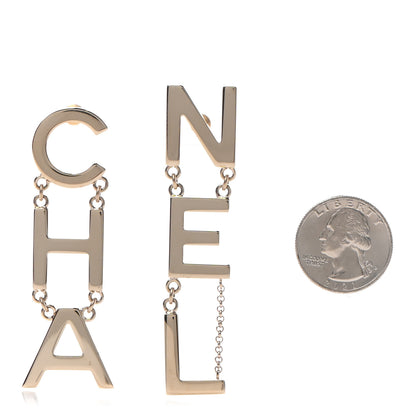 Chanel Metal Cha-Nel Logo Drop Earrings Gold 2 of 4