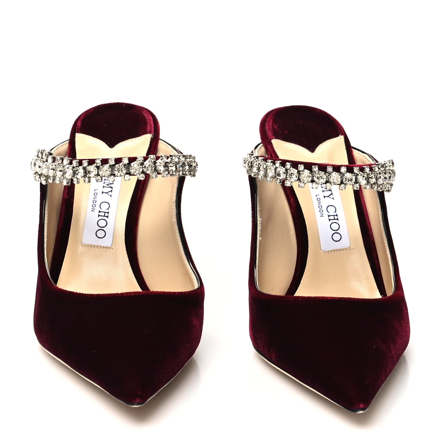 Jimmy Choo Velvet Crystal Bing 100 Pumps 40 Burgundy 2 of 7