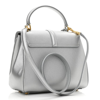 Celine Laminated Grained Calfskin Small 16 Top Handle Bag Silver 3 of 17
