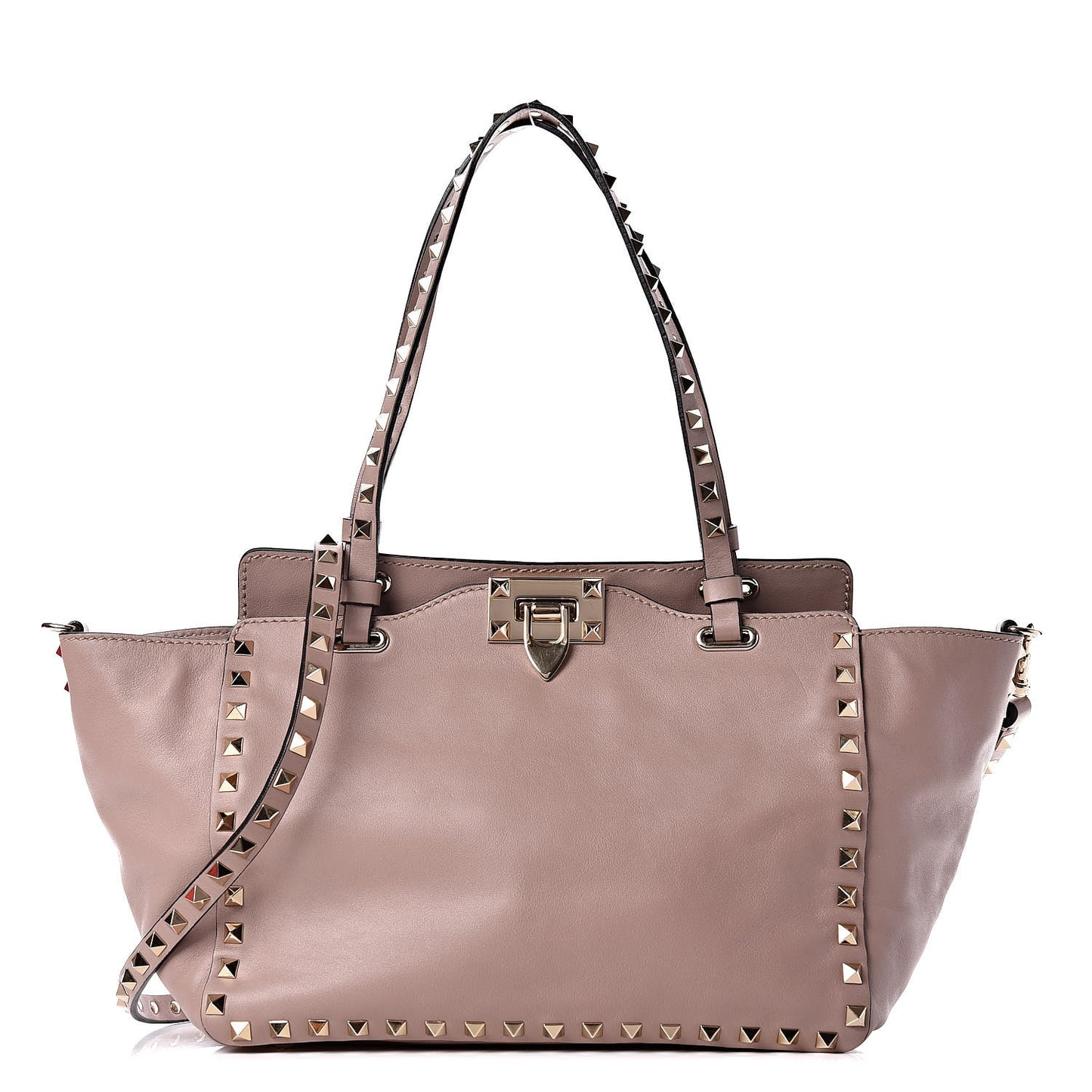 Vitello Small Rockstud Tote Poudre