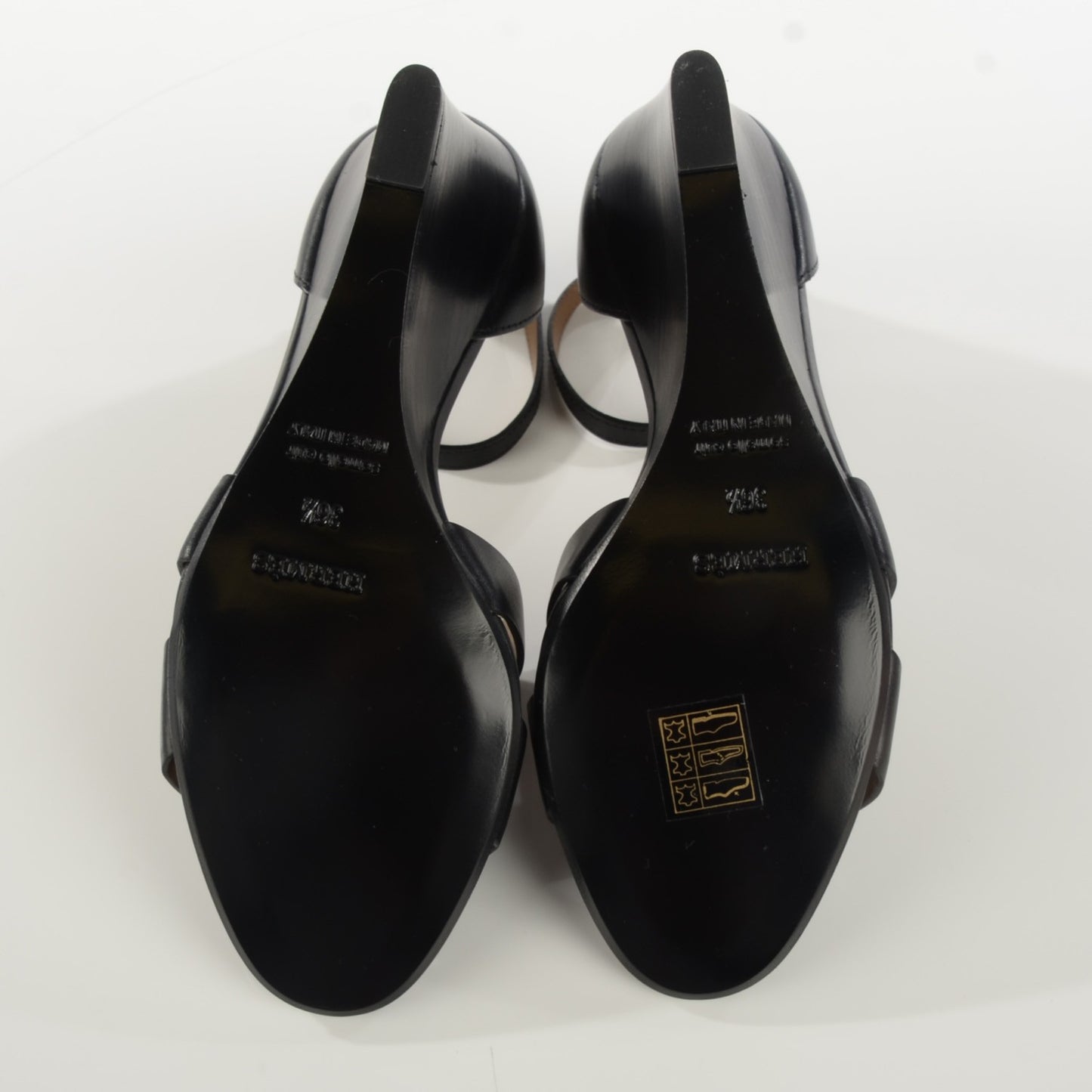 Calfskin Legend Wedge Sandals 36.5 Black