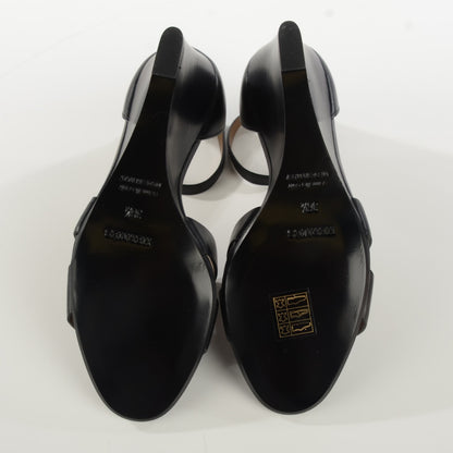 Hermes Calfskin Legend Wedge Sandals 36.5 Black 6 of 8