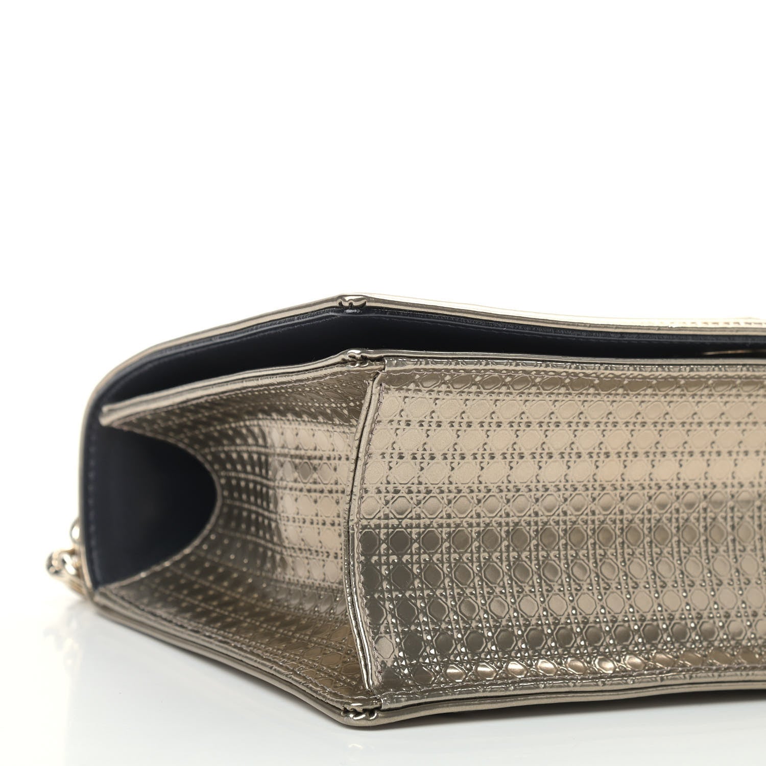Christian Dior Metallic Patent Micro-Cannage Medium Diorama Flap Bag Gold 7 of 8