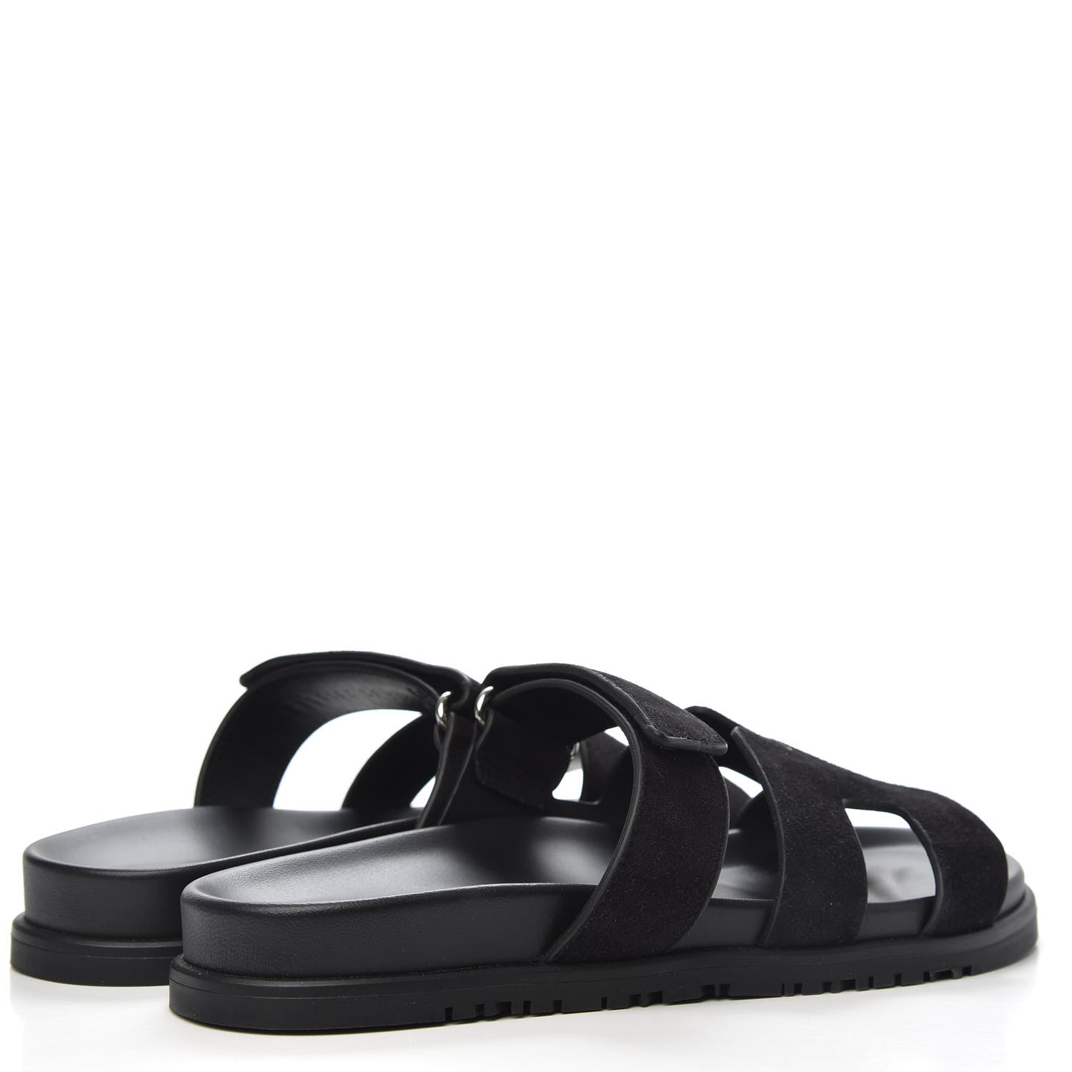 Hermes Suede Goatskin Womens Chypre Sandals 39 Black 4 of 9