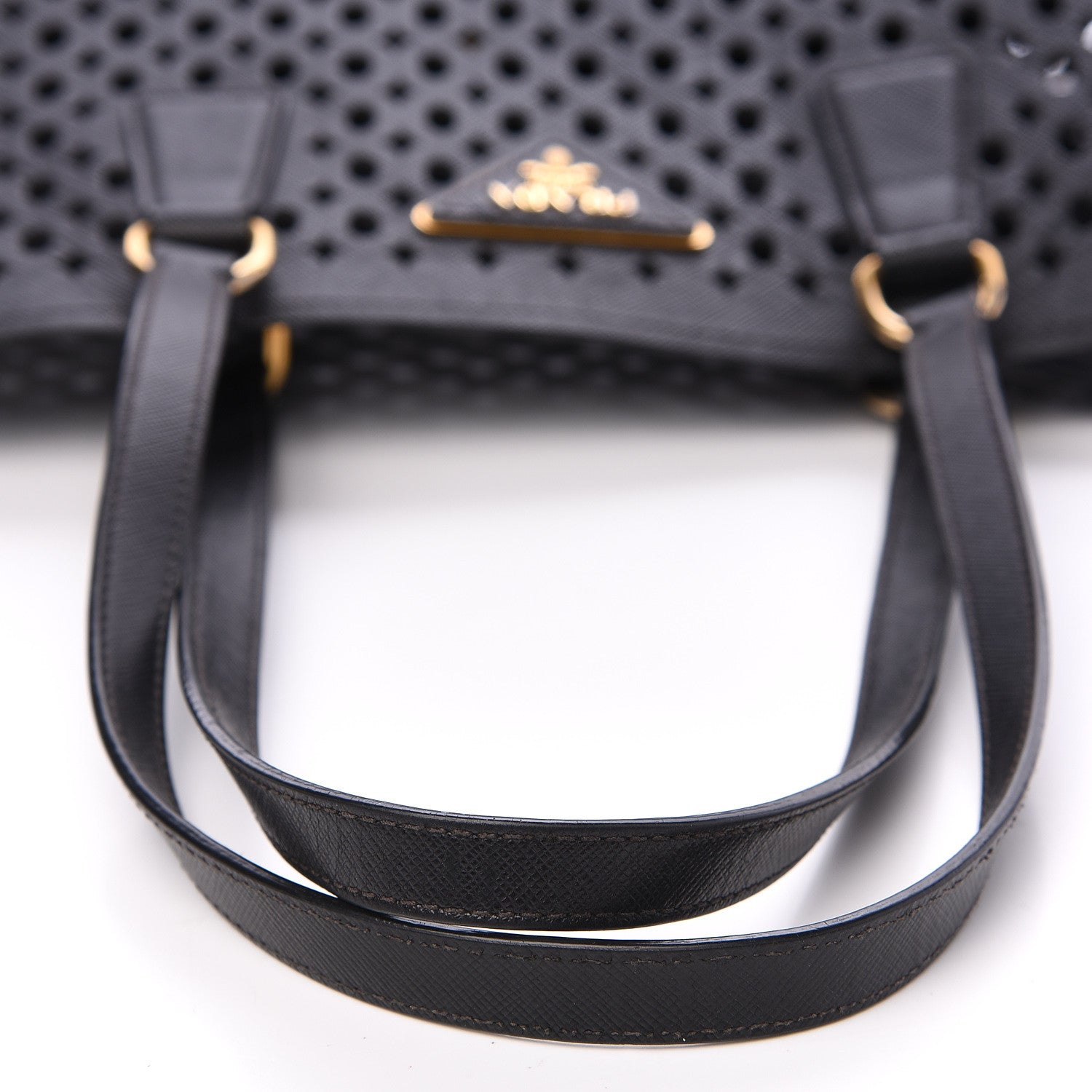 Prada Saffiano Perforated Tote Black 10 of 11