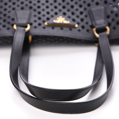 Prada Saffiano Perforated Tote Black 10 of 11